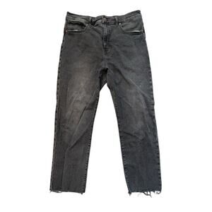 Madewell Women's 90s Straight Crop‎ Jeans Faded Black Grey 31 Raw Hem High Rise